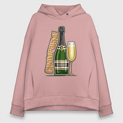 Толстовка оверсайз женская Шампанское, цвет: пыльно-розовый
