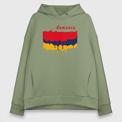 Толстовка оверсайз женская Flag Armenia, цвет: авокадо