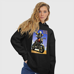 Толстовка оверсайз женская Crazy racer - skeleton - motorcycle, цвет: черный — фото 2