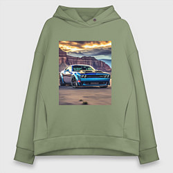 Толстовка оверсайз женская Авто Додж Челленджер, цвет: авокадо