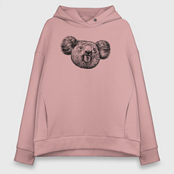 Толстовка оверсайз женская Коала морда, цвет: пыльно-розовый