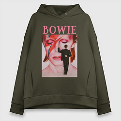 Толстовка оверсайз женская David Bowie 90 Aladdin Sane, цвет: хаки