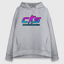 Толстовка оверсайз женская КС 2 лого неон, цвет: меланж
