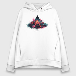 Толстовка оверсайз женская Треугольный мир киберпанка, цвет: белый