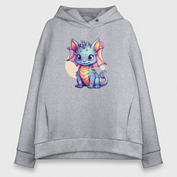 Толстовка оверсайз женская Cute dragon cat, цвет: меланж