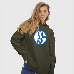 Толстовка оверсайз женская Schalke 04 fc club, цвет: хаки — фото 2