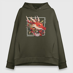 Женское худи оверсайз Christmas red dragon