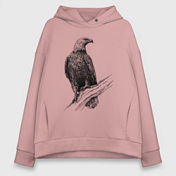 Толстовка оверсайз женская Орёл на ветке, цвет: пыльно-розовый