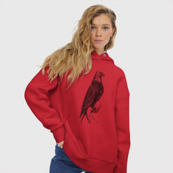 Толстовка оверсайз женская Орёл на бревне, цвет: красный — фото 2