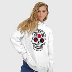 Толстовка оверсайз женская Japan skull, цвет: белый — фото 2