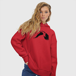 Толстовка оверсайз женская Орёл в полёте трафарет, цвет: красный — фото 2