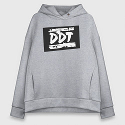 Толстовка оверсайз женская ДДТ - логотип, цвет: меланж