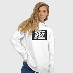 Толстовка оверсайз женская ДДТ - логотип, цвет: белый — фото 2