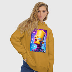 Толстовка оверсайз женская Cyber Bart Simpson - ai art, цвет: горчичный — фото 2