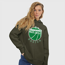 Толстовка оверсайз женская Boston champions, цвет: хаки — фото 2