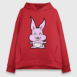 Толстовка оверсайз женская Счастливый кролик, цвет: красный