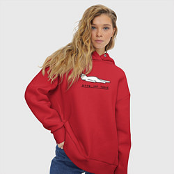 Толстовка оверсайз женская Нет не сегодня - котик, цвет: красный — фото 2