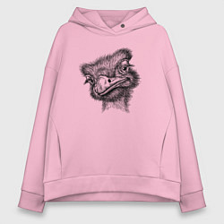 Толстовка оверсайз женская Страусиха, цвет: светло-розовый