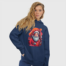 Толстовка оверсайз женская Санта Клаус, цвет: тёмно-синий — фото 2