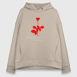 Толстовка оверсайз женская Depeche Mode - Violator rose logo, цвет: миндальный