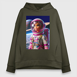Толстовка оверсайз женская Барби - крутой космонавт, цвет: хаки