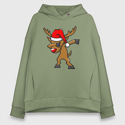 Толстовка оверсайз женская Deer dabbing, цвет: авокадо