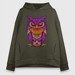 Толстовка оверсайз женская Purple owl, цвет: хаки