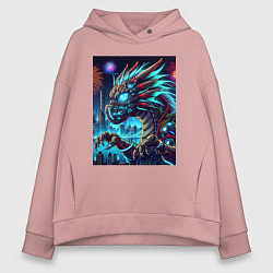 Женское худи оверсайз Cyber dragon - ai art neon