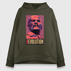 Толстовка оверсайз женская Lenin revolution, цвет: хаки