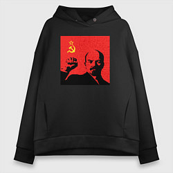 Толстовка оверсайз женская Lenin in red, цвет: черный