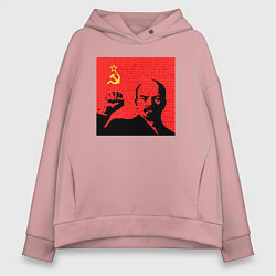 Толстовка оверсайз женская Lenin in red, цвет: пыльно-розовый