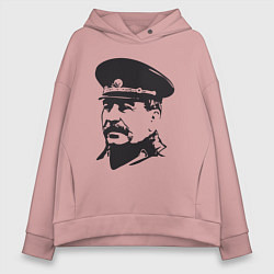 Толстовка оверсайз женская Сталин в фуражке, цвет: пыльно-розовый