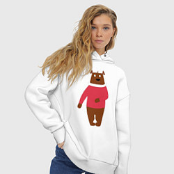 Толстовка оверсайз женская Мишка в свитере, цвет: белый — фото 2