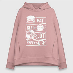 Толстовка оверсайз женская Еда сон фото, цвет: пыльно-розовый