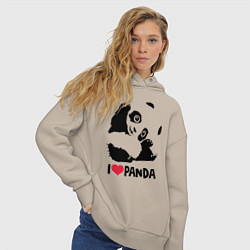 Толстовка оверсайз женская I love panda, цвет: миндальный — фото 2