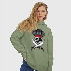 Толстовка оверсайз женская Одноглазый роджер, цвет: авокадо — фото 2