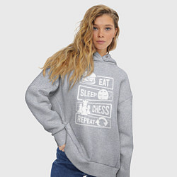 Толстовка оверсайз женская Еда сон шахматы, цвет: меланж — фото 2