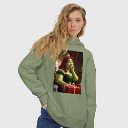 Толстовка оверсайз женская Шрек: Фиона с подарками, цвет: авокадо — фото 2