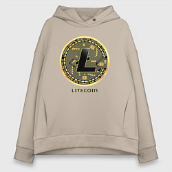 Толстовка оверсайз женская Litecoin крипта, цвет: миндальный