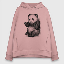Толстовка оверсайз женская Детеныш панды, цвет: пыльно-розовый