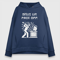 Толстовка оверсайз женская Осторожно злой геймер - нецензурная лексика, цвет: тёмно-синий