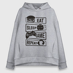 Толстовка оверсайз женская Есть спать играть, цвет: меланж