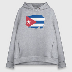 Толстовка оверсайз женская Флаг Кубы, цвет: меланж
