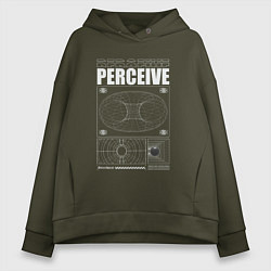 Толстовка оверсайз женская Perceive streetwear, цвет: хаки