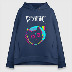 Толстовка оверсайз женская Bullet For My Valentine rock star cat, цвет: тёмно-синий