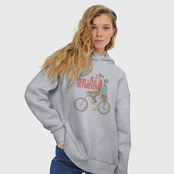 Толстовка оверсайз женская Влюбленные скелетики на велосипеде, цвет: меланж — фото 2