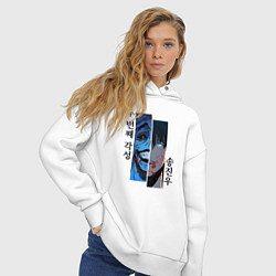 Толстовка оверсайз женская Статуя и Сон - Поднятие уровня в одиночку, цвет: белый — фото 2