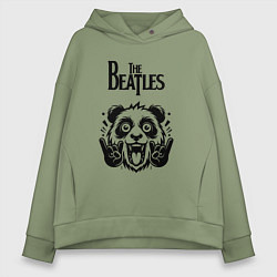Толстовка оверсайз женская The Beatles - rock panda, цвет: авокадо