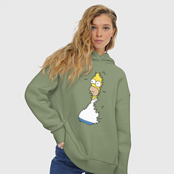 Толстовка оверсайз женская Гомер в кустах, цвет: авокадо — фото 2