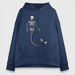 Толстовка оверсайз женская Скелет русалки, цвет: тёмно-синий